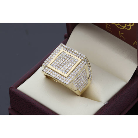 Gold & CZ Big Square Ring