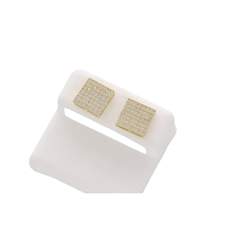10K Gold & CZ Square Stud Earr #3 W:2.7