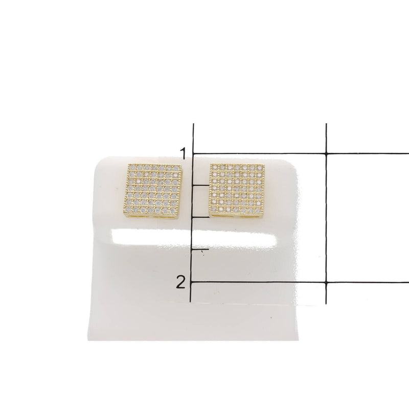 10K Gold & CZ Square Stud Earr #3 W:2.7