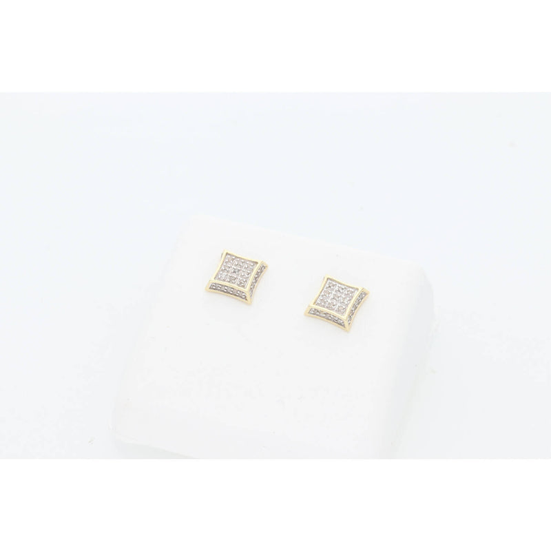 10K YG 1/6 Diam Double Square Earr W:1.2