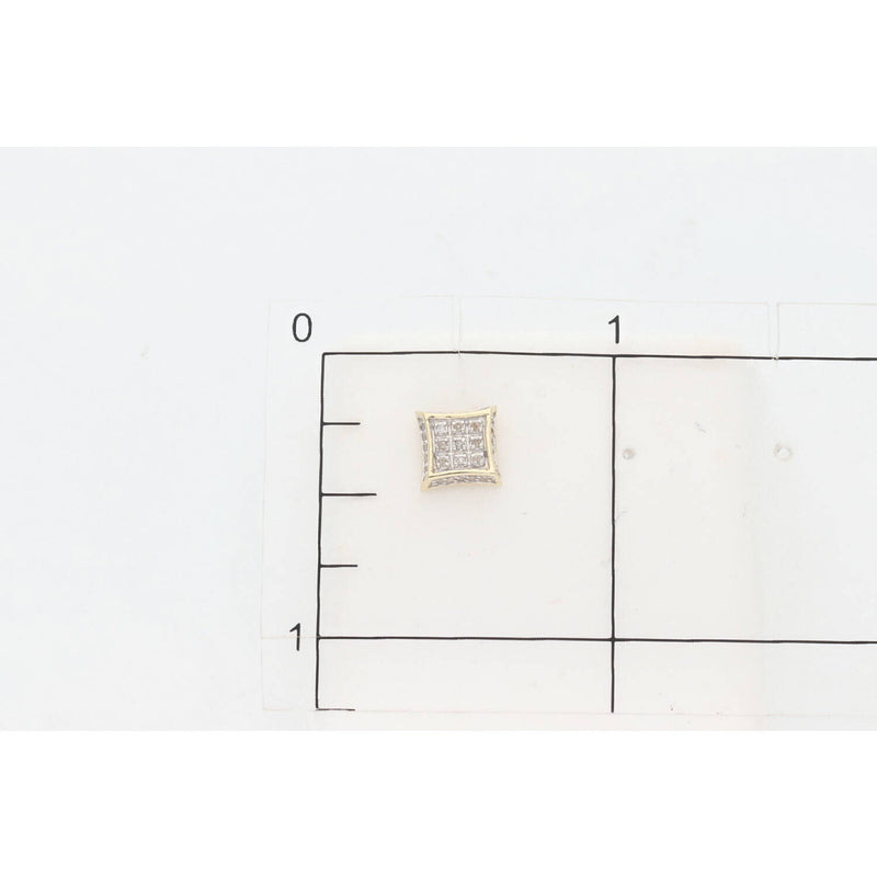 10K YG 1/6 Diam Double Square Earr W:1.2