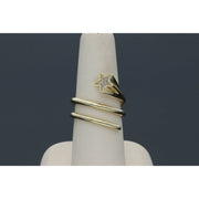 Gold and Zirc Spiral Ring Star 14K 