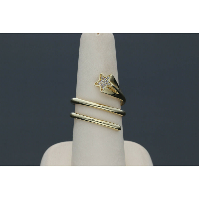Gold and Zirc Spiral Ring Star 14K 