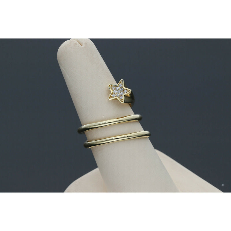 14K Gold and Zirc Spiral Ring Star
