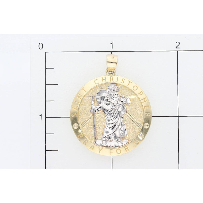 10 Karat Gold Two Tone St Christopher "Pray For Us" Medal