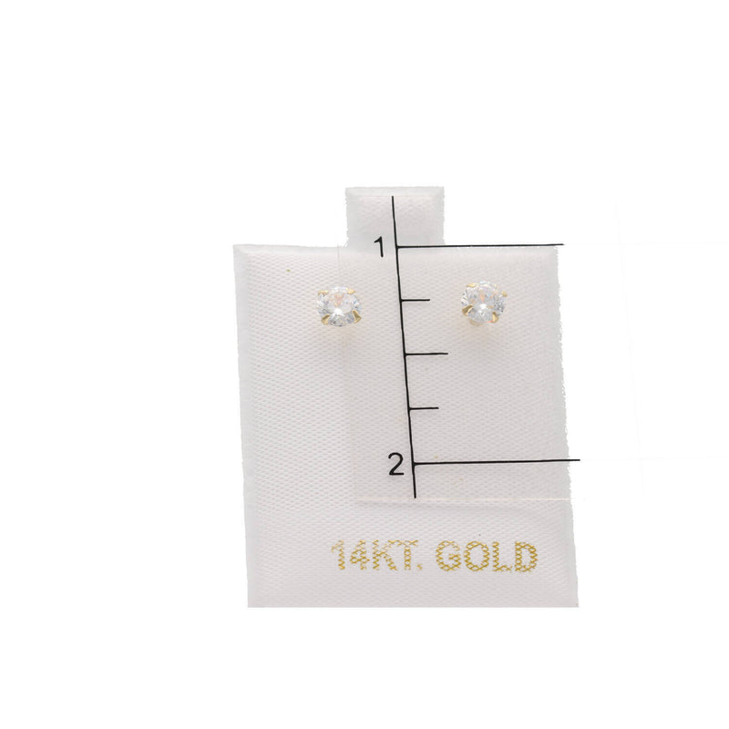 Gold & cz Stud Earrings 14K 