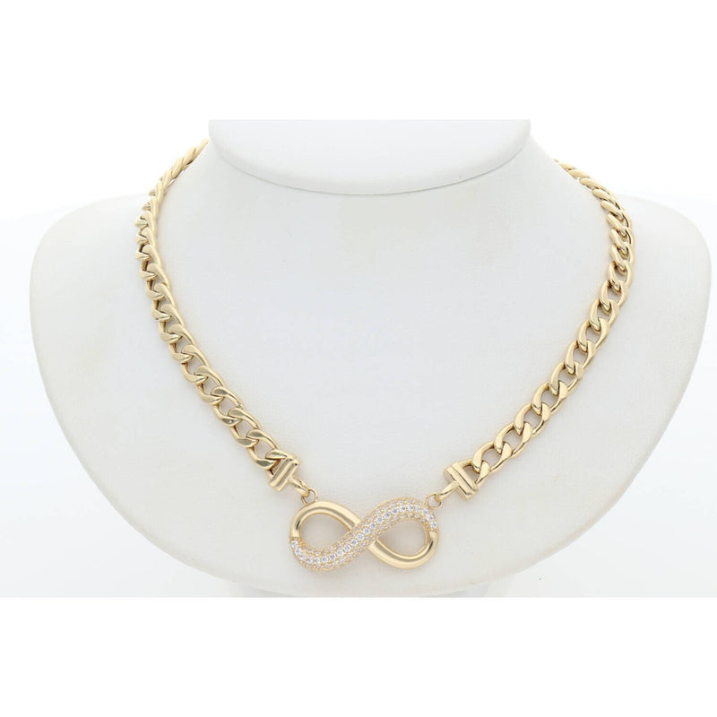 14K Gold Infinity  Necklace 5.3x17" W:13.9