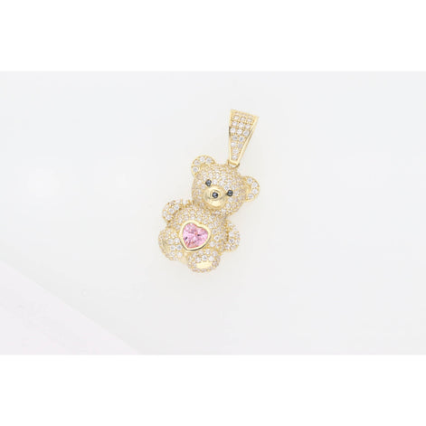 10K Gold & CZ Teddy Bear Pink Belly