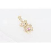 Adorable 10K Gold & CZ Teddy Bear Pink Belly