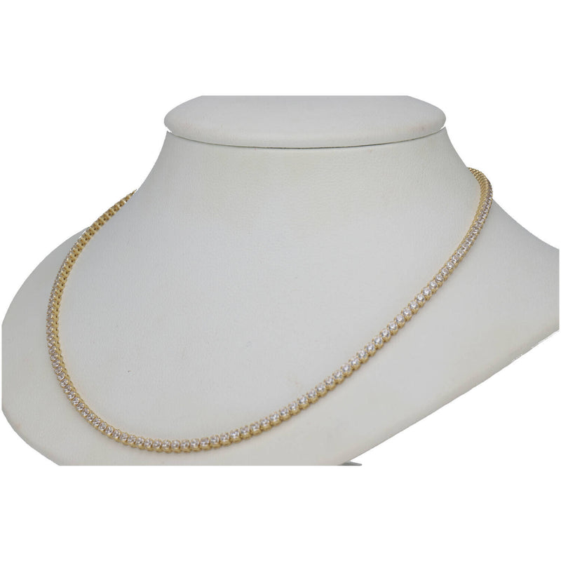 10K Gold & CZ Tennis Chain 2 x 16" W:5.8