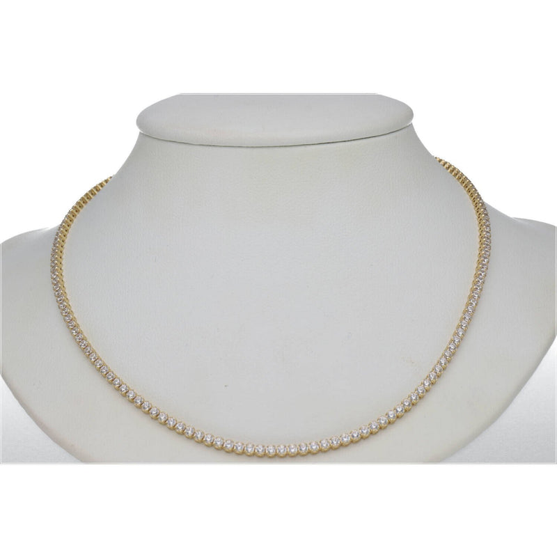10K Gold & CZ Tennis Chain 2 x 16" W:5.8