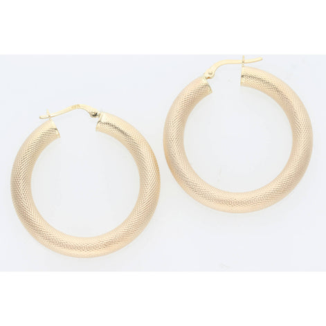 10K Gold Texture Hoop Earr 36 mm W:3.7
