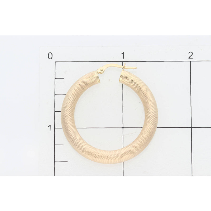 10K Gold Texture Hoop Earr 36 mm W:3.7