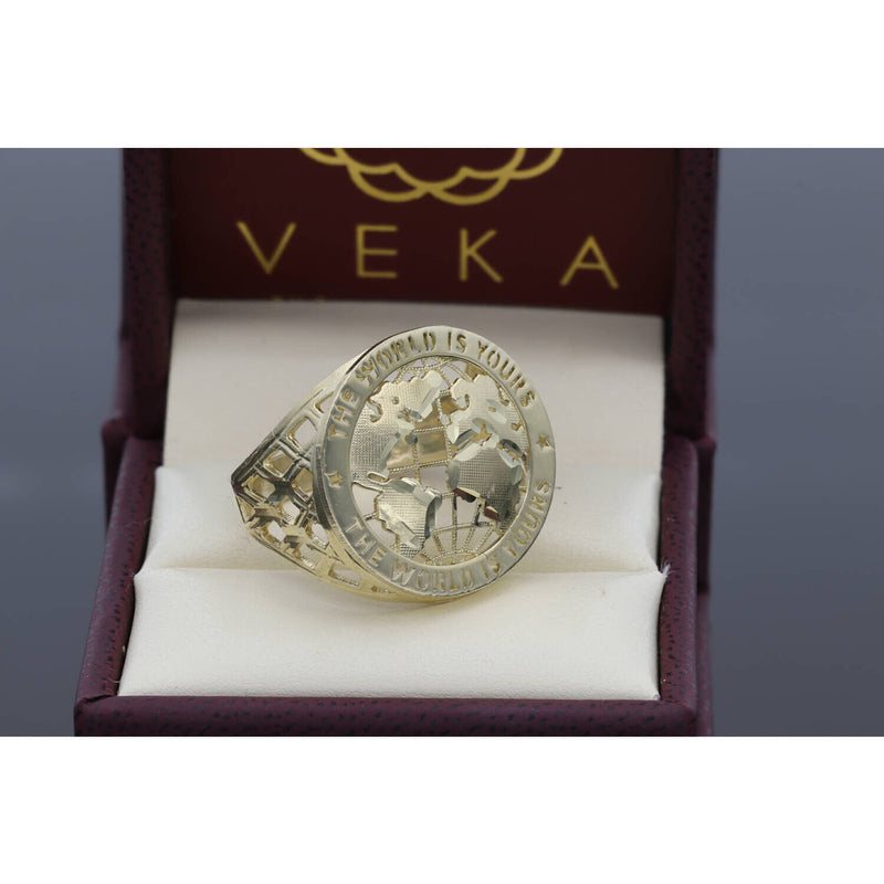 Gold Ring " The World is yours " 10 Karat