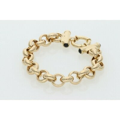 14 Karat Gold Thick Rollo Bracelet 10x8" W: 15.3*