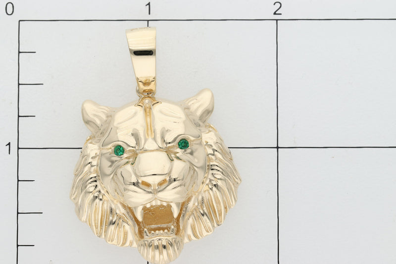 10 Karat Gold & Cz 3D Tiger Charm W: 10.0