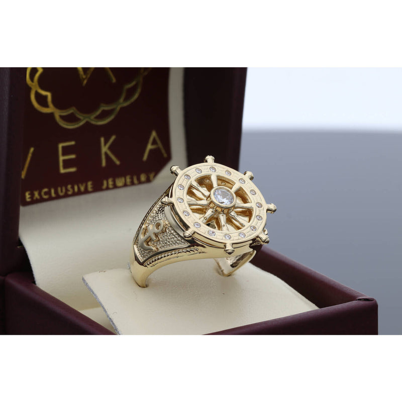 14 Karat Gold Boat Wheel Ring