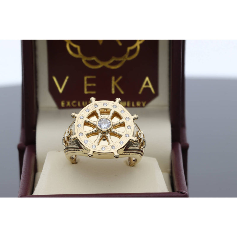 14 Karat Gold Boat Wheel Ring
