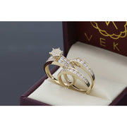 Gold Wedding Ring Woman Set 14 Karat