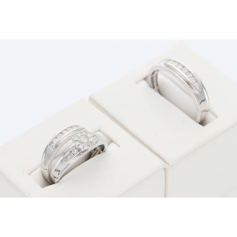 14K White Gold  Fleur Diam Head Trio Set
