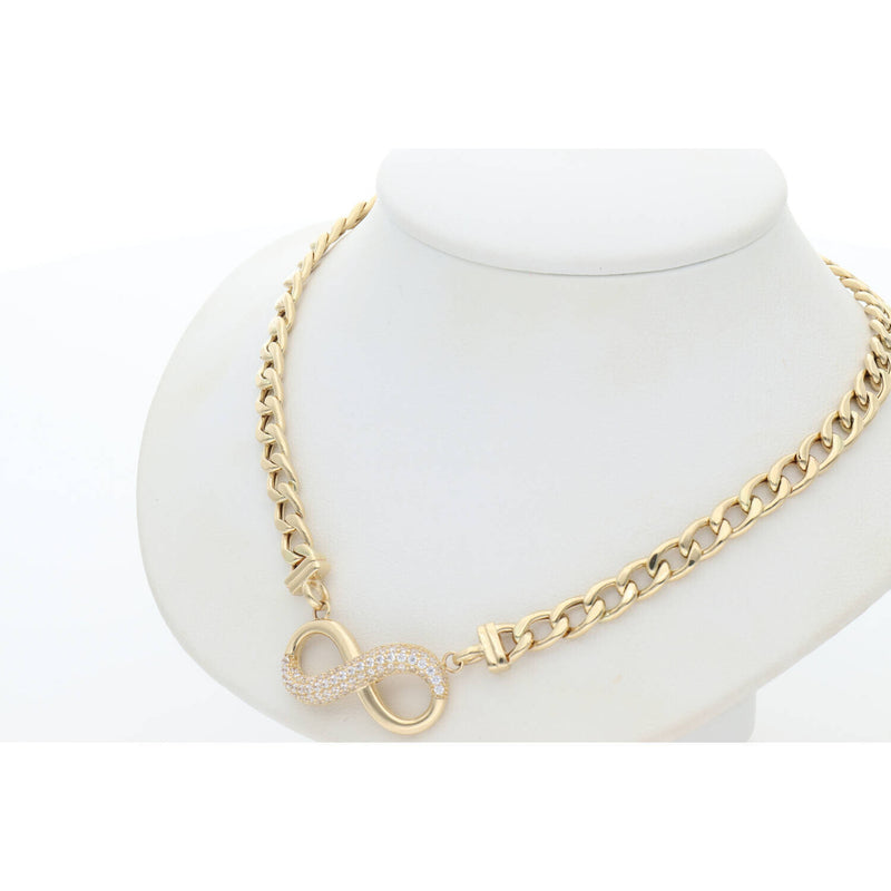14K Gold Infinity  Necklace 5.3x17" W:13.9