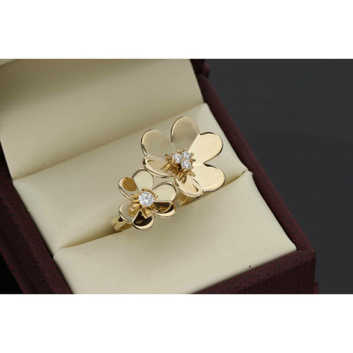 14 Karat Gold 2 Flowers Open Ring