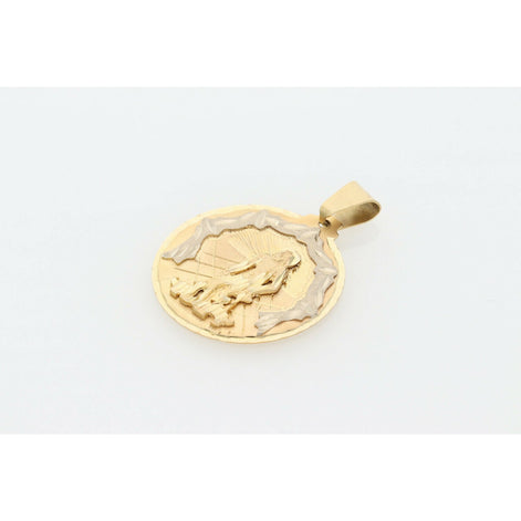 10K G 2 Tone St Lazaro medal Charm W: 6.1