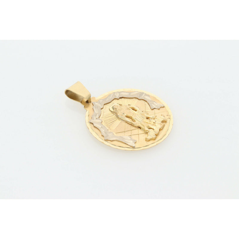 10K G 2 Tone St Lazaro medal Charm W: 6.1