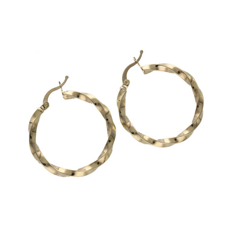 14K Gold Twister Hoops W:3.5