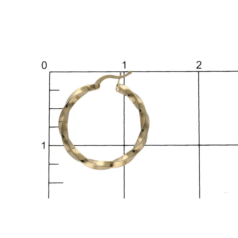 14K Gold Twister Hoops W:3.5