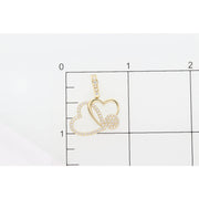10K Gold & CZ Two Heart Charm 