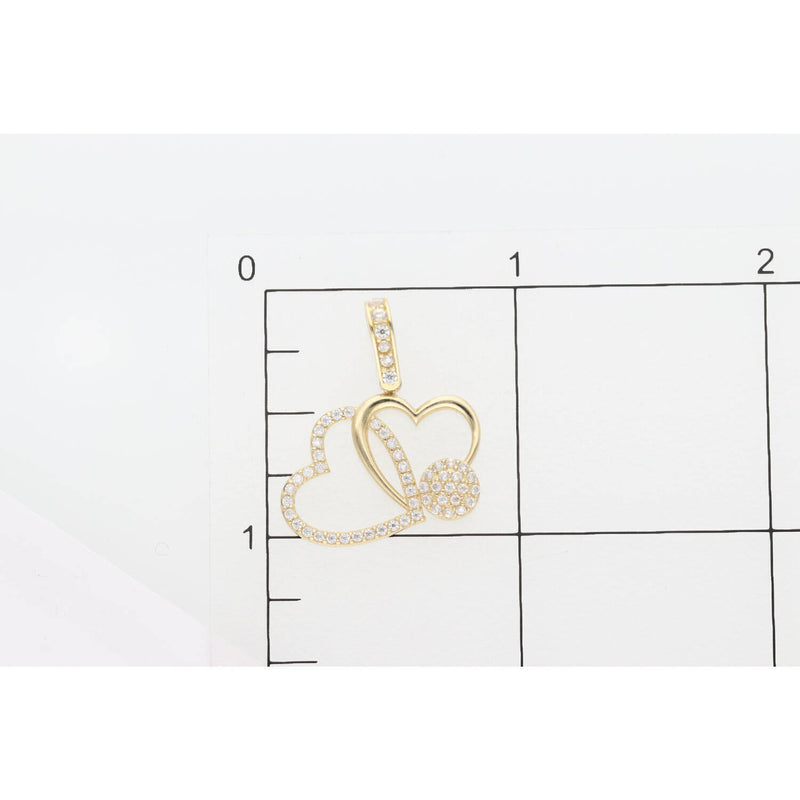 10K Gold & CZ Two Heart Charm 