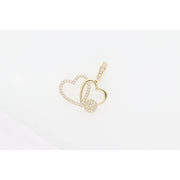 Gold & CZ Two Heart Charm 