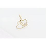 10K Gold & CZ Two Heart Charm W:1.6