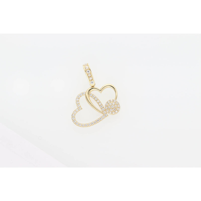 10K Gold & CZ Two Heart Charm W:1.6
