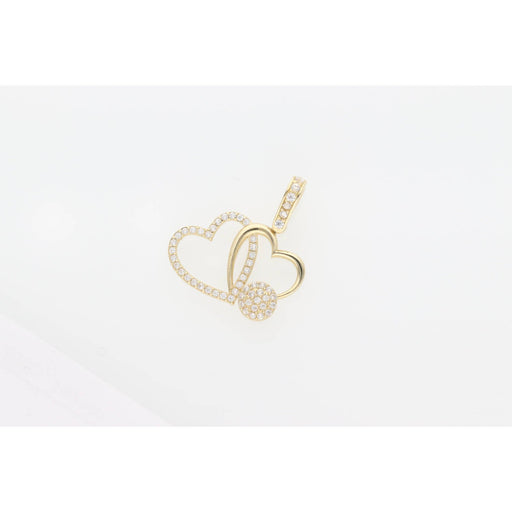 Gold & CZ Two Heart Charm 
