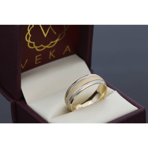 14k G Two Tone Texture Wedding Band