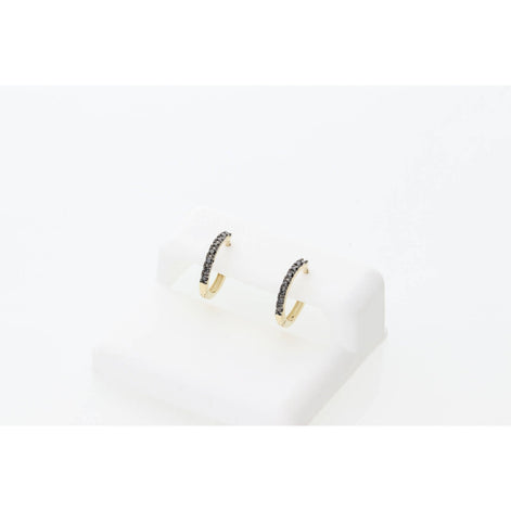 10 Karat Gold 0.10 Ctw Black Diamond Hoop Earring