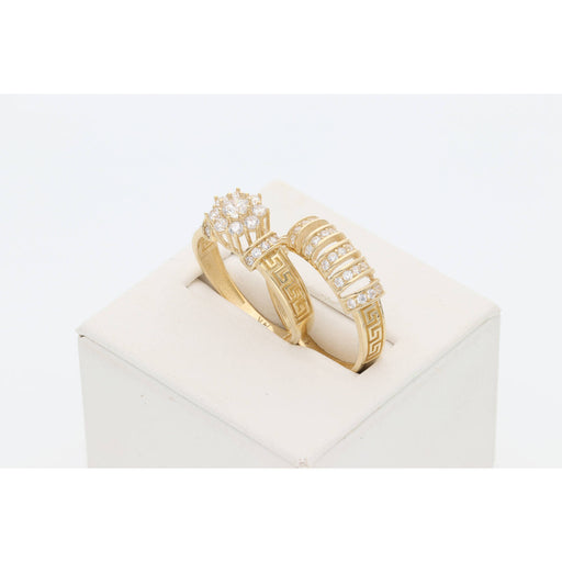 Gold & cz Duo Wedding Set Rings Maze Style