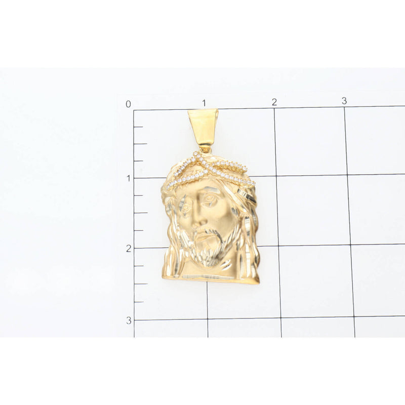 10K Solid Gold & CZ Jesus Face Mate W:21.1