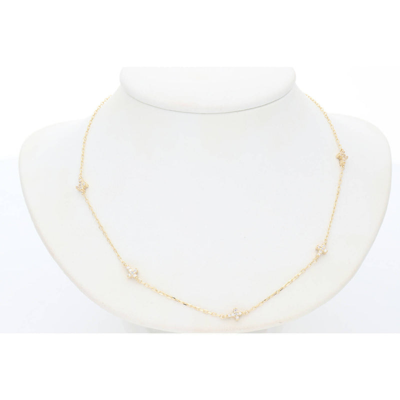 14K G & CZ Rolo Necklace + Tiny Crosses 1 x 18 W:2.2