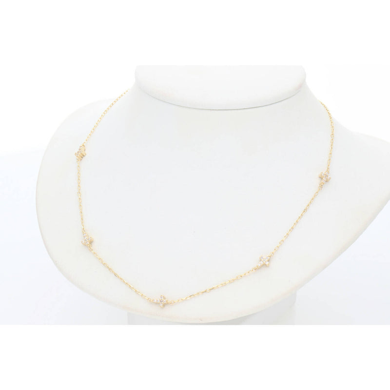 14K G & CZ Rolo Necklace + Tiny Crosses 1 x 18 W:2.2