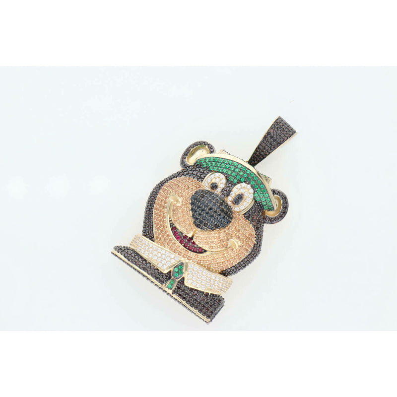 10 Karat Gold Yogi Bear Charm with cubic zirconium stones.