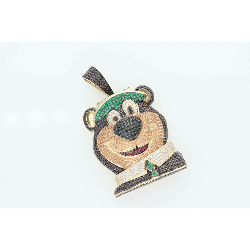 10 Karat Gold Yogi Bear Charm with cubic zirconium stones.