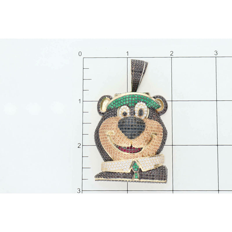 10 Karat Gold Yogi Bear Charm with cubic zirconium stones.