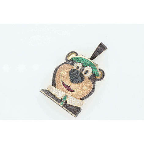 10 Karat Gold Yogi Bear Charm with cubic zirconium stones.