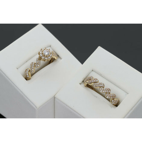 10 Karat Gold ZigZag Wedding Ring Duo Set