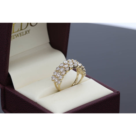 14K Gold & CZ Three Row Eternity Ring